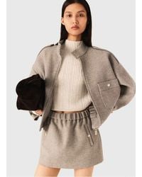 Maje - Blouson Col Montant En Laine Mélangée Femme - Lyst