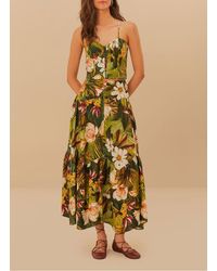 FARM Rio - Top Court Col V Végétal En Lin Mélangé Femme - Lyst