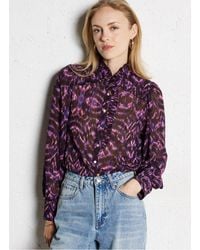 Suncoo - Blouse Boutonnée Droite À Motifs Femme - Lyst