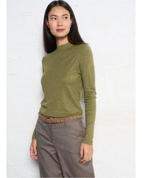 MAISON 123 - Tee-Shirt Manches Longues Fluide À Col Montant Femme - Lyst