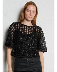 MAISON 123 - Top Manches Courtes À Sequins Femme - Lyst