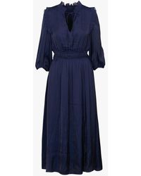 IKKS - Robe Midi Col V Satinée Femme - Lyst