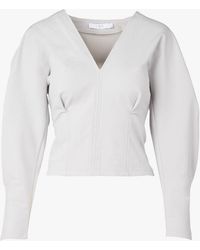IRO - Top Col V En Coton Mélangé Femme - Lyst
