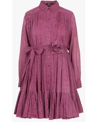 Mes Demoiselles - Robe Courte Col Chemise En Coton Femme - Lyst