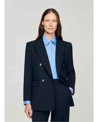 Sandro - Veste De Tailleur À Rayures En Laine Mélangée Femme - Lyst