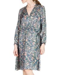 Swildens - Robe Midi Décolletée En Satin Imprimé Comètes Femme - Lyst