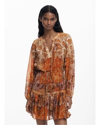 Desigual - Robe Courte Col Rond Imprimée Femme - Lyst