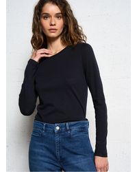 Majestic Filatures - Tee-Shirt Col Rond En Coton Et Cachemire Mélangé Femme - Lyst