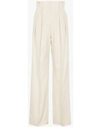 IRO - Pantalon Droit Taille Haute À Pinces En Coton Femme - Lyst
