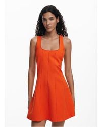 Desigual - Robe Courte Col Carré En Coton Mélangé Femme - Lyst