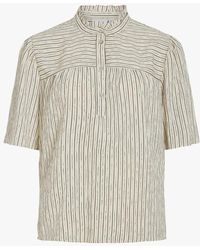 Vila - Top Col Rond À Rayures Femme - Lyst