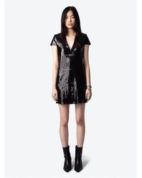 Zadig & Voltaire - Robe Courte À Sequins En Coton Bio Mélangé Femme - Lyst