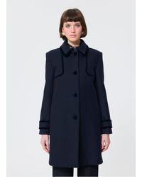 Tara Jarmon - Manteau Droit Col Classique En Laine Mélangée Femme - Lyst