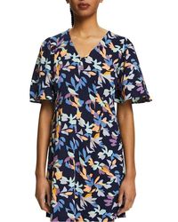 Esprit - Robe Courte Droite Encolure V Imprimée Femme - Lyst