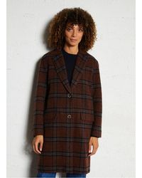 Diega - Manteau Long Col Tailleur À Carreaux En Laine Mélangée Femme - Lyst
