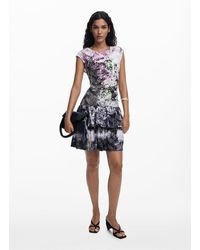 Desigual - Robe Courte Col Rond Imprimée Femme - Lyst
