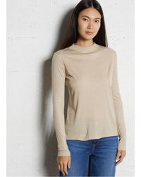 MAISON 123 - Tee-Shirt Manches Longues Fluide À Col Montant Femme - Lyst