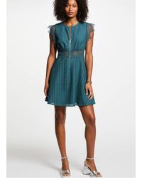 Morgan - Robe Courte Col Rond En Dentelle Femme - Lyst