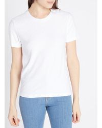 Tara Jarmon Embroidered Dotted Swiss T-shirt With Round Neck - White