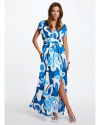 Morgan - Robe Longue Col V À Imprimé Floral Femme - Lyst