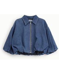 Please - Veste En Jean Courte Avec Fermeture Zippée Et Manches Ballon - Lyst