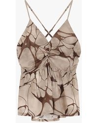 Please - Top Canotta A V Con Stampe - Lyst