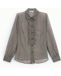 Please - Chemise À Carreaux Avec Volants Et Manches Longues - Lyst