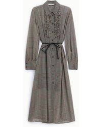 Please - Robe Mi-Longue À Motif Avec Ceinture Et Volants - Lyst