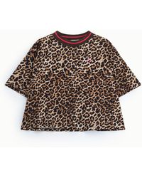 Please - T-Shirt À Imprimé Léopard Col Rond Coupe Ample - Lyst