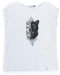 Please - T-Shirt Imprimé Panthère Col Rond Manches Courtes - Lyst