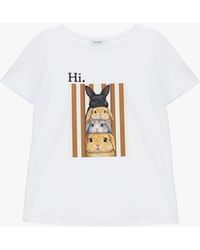 Please - T-Shirt Manches Courtes Imprimé Lapins - Lyst