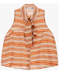 Please - Chemise Sans Manches À Rayures Avec Nœud - Lyst