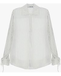 Please - Chemise À Rayures Manches Longues Et Nœuds Poignets - Lyst