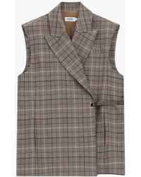Please - Gilet À Carreaux Avec Fermeture Latérale Et Revers - Lyst