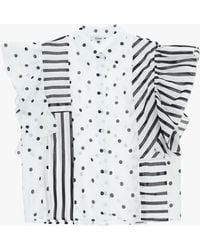 Please - Chemise Courte À Pois Et Rayures Manches Larges - Lyst