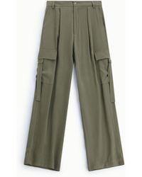 Please - Pantalon Palazzo À Poches Cargo Taille Haute - Lyst