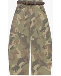 Please - Pantalon Palazzo Imprimé Camouflage Avec Ceinture - Lyst