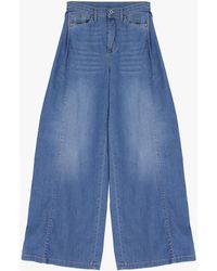 Please - Jeans A Gamba Larga Con Vita Media - Lyst