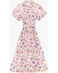 Please - Robe Midi Imprimé Fleurs À Ceinture Tressée - Lyst
