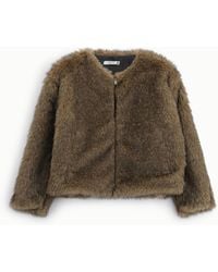 Please - Veste Courte En Fausse Fourrure À Fermeture Zip - Lyst
