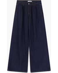 Please - Jeans A Gamba Larga Con Vita Alta E Pinces - Lyst