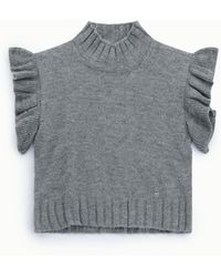 Please - Pull Sans Manches À Manches Volantées - Lyst