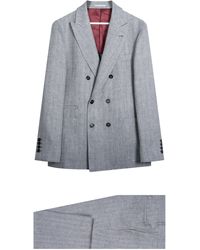 Brunello Cucinelli - 'herringbone' Linen, Wool And Silk-blend Suit Grey - Lyst