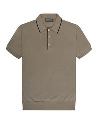 Canali - Cotton Polo With Piping Beige - Lyst