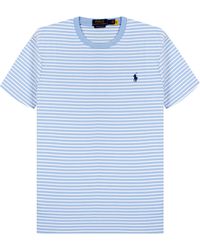 Polo Ralph Lauren - Custom Slim Fit Soft Cotton Striped T-shirt Austin Blue/white - Lyst