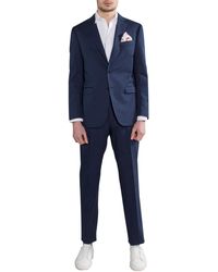 Canali 'milano' Slim Fit Cotton Suit Navy - Blue