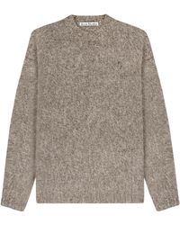 Acne Studios - As Embroided Logo Crewneck Wool Jumper Anthracite Grey/off White - Lyst