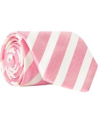 Canali - College Stripe Silk Tie Pink/white - Lyst