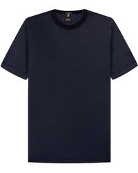 BOSS - Hugo T-tesar 60 Cotton-silk Woven Structure T-shirt Dark Blue - Lyst
