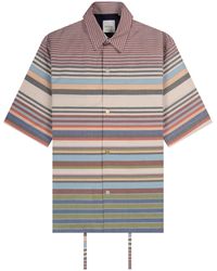 Paul Smith - 'soho Fit' Ss Stripe Shirt Salmon/multi - Lyst